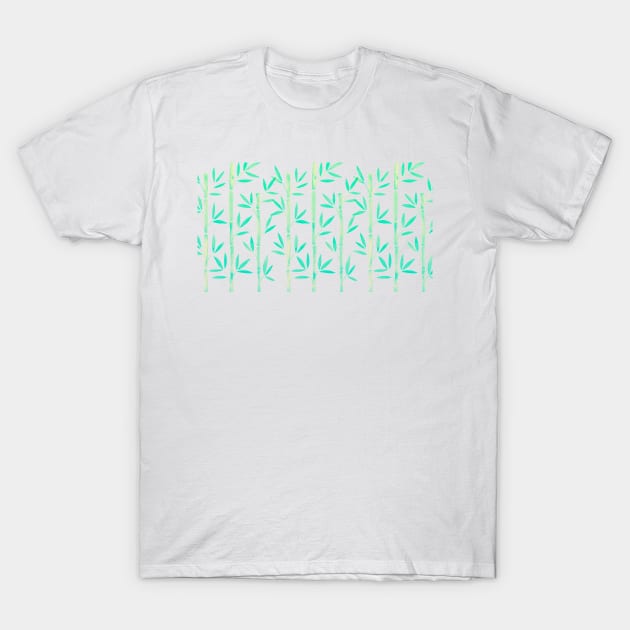 Turquoise Bamboo Pattern T-Shirt by CatCoq